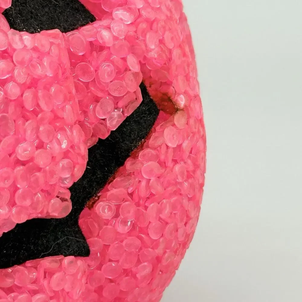 Melted Plastic Popcorn Pink Pumpkin Light Up Halloween Decoration 6” Works